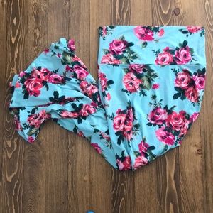 Mint and floral medium lularoe maxi skirt